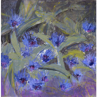 Cornflower Blue - Acrylic and mixed media on panel, 30cm x 30cm