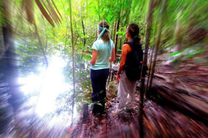 Karina with a colleague on location in the Amazon Rainforest © Karina Miotto